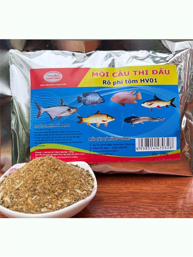 Mồi câu thi đấu - rô phi tôm hv01 chuyên câu cá rô phi, diêu hồng nhạy