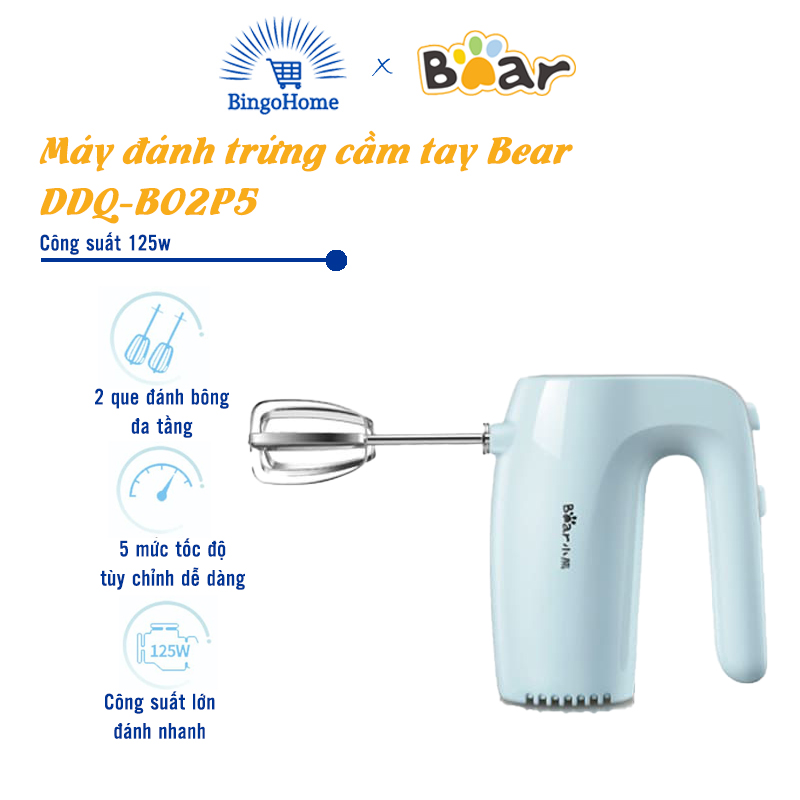 Máy đánh trứng cầm tay bear ddq-b02p5 - bảo hành 1 năm