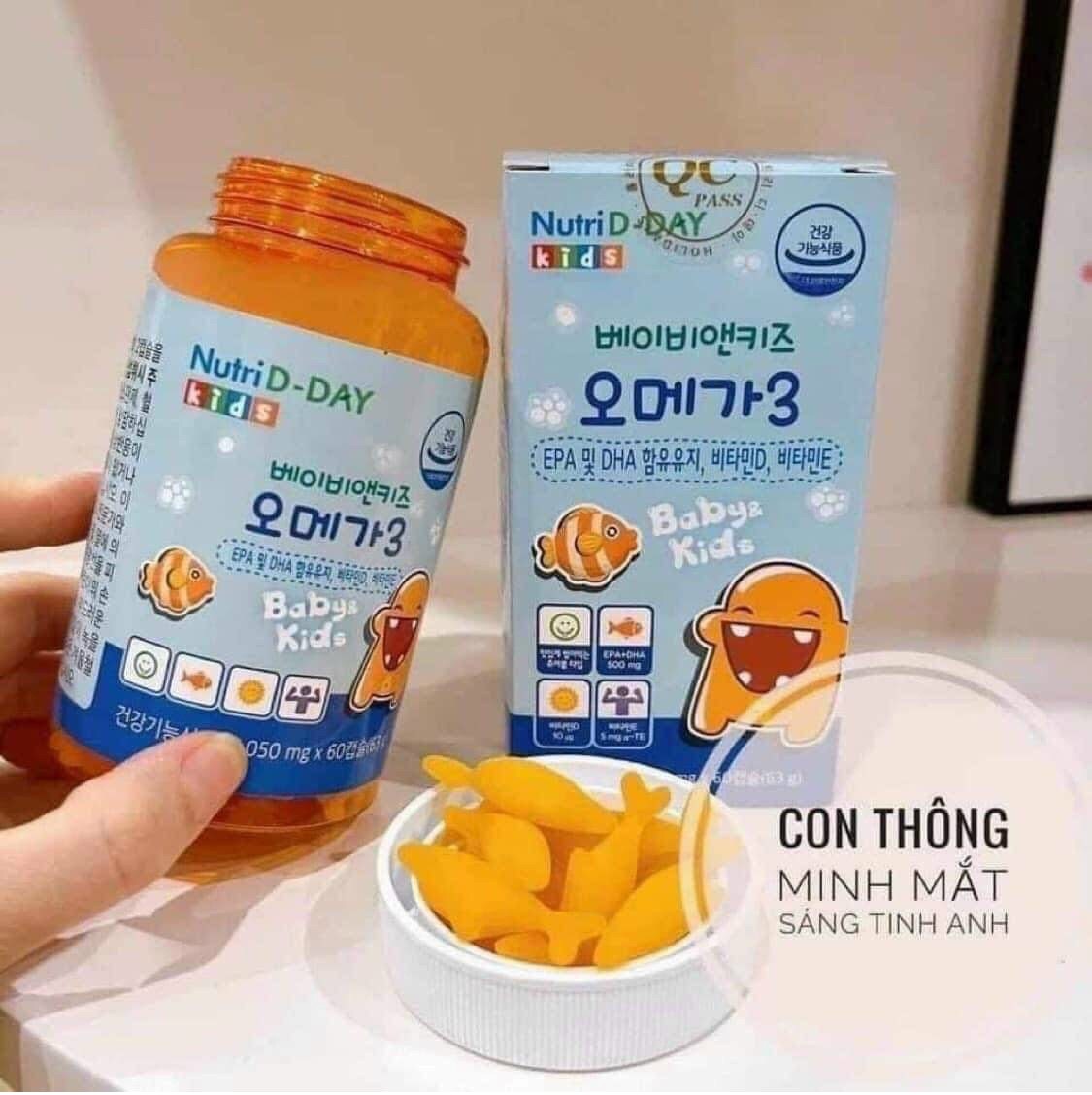 Kẹo Omega 3 Nutri D-day baby kids 60 viên cho bé