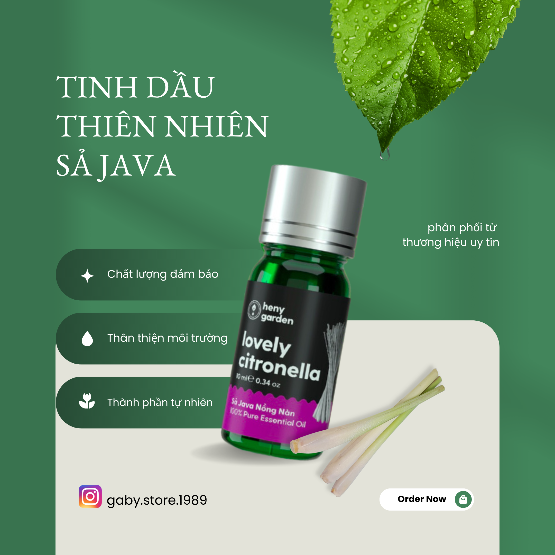 Tinh dầu Sả Java || Heny Garden Lovely Citronella || Java Lemongrass Essential Oil