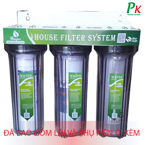 Bộ lọc thô, bộ lọc dùng cho nước sinh hoạt 3 cấp ly 10 icnh, bộ lọc bao gồm lõi và phụ kiện
