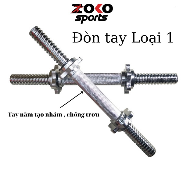 Đòn tạ tay 35cm loại 1 xịn, thanh đòn tạ đơn mạ kẽm trắng cao cấp phi 28