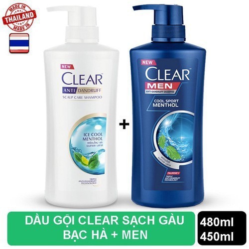 Dầu gội clear men 450ml và clear bạc hà 480 ml mẫu mới 2020 gian hàng giá rẻ