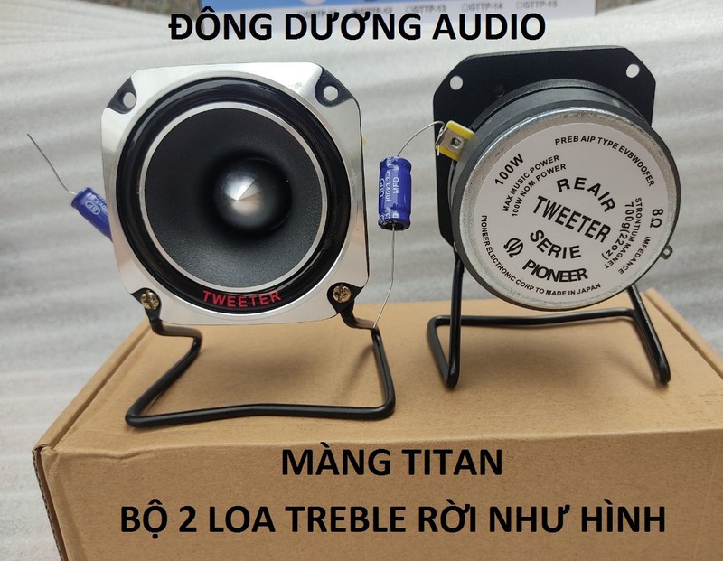 Bộ 2 loa tăng treble pione vuông màng titan kèm chân và tụ