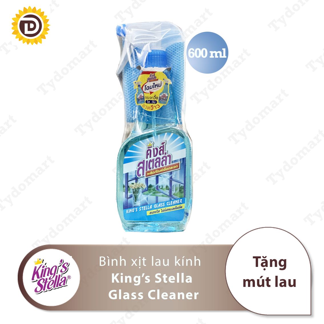 Nước lau kính đa năng King's Stella Thái Lan hạn chế bụi bám trở lại trên mặt kính dung tích 600ml
