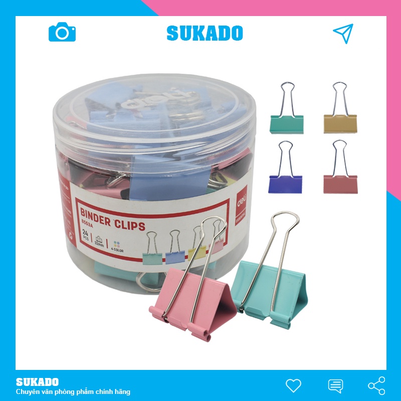 Kẹp bướm giấy Deli Màu kim loại nhỏ nhiều kích cỡ SUKADO
