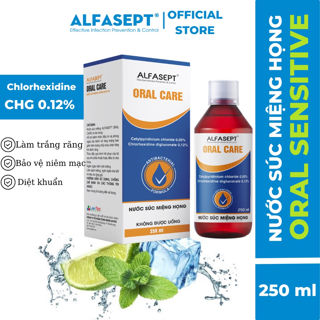 Nước súc miệng họng Alfasept Oral Care 0.12% CHG - Sát khuẩn