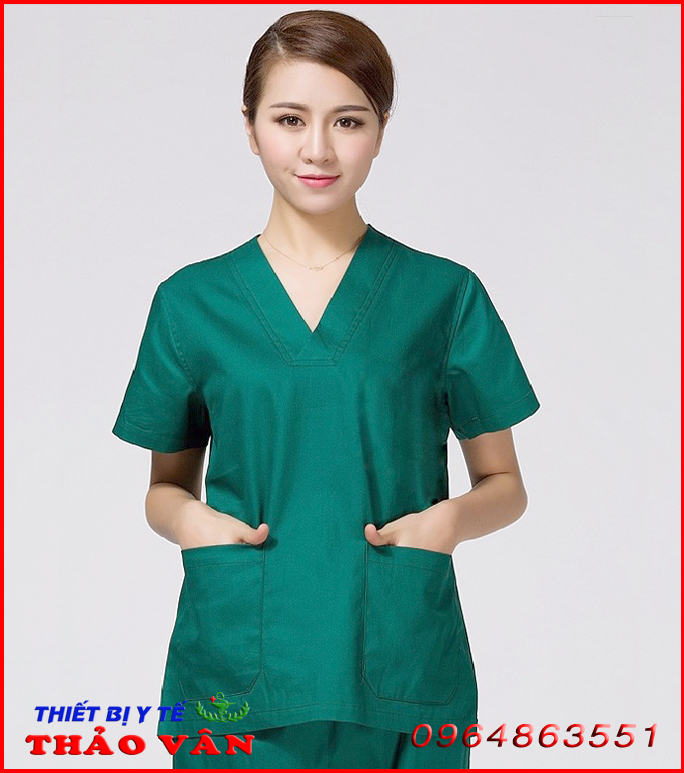 Bộ quần áo xanh rêu phòng mổ - Quần áo xanh cho spa/viện thẩm mỹ nam/nữ cực mát cực mềm