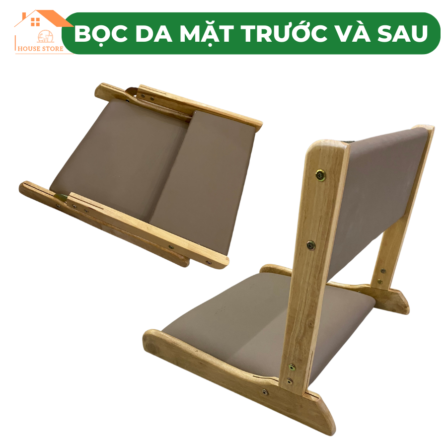 Ghế ngồi bệt kiểu nhật gấp gọn- Ghế ngồi tựa lưng xếp gọn - Ghế ngồi bệt bằng gỗ mặt da bọc nệm đẹp