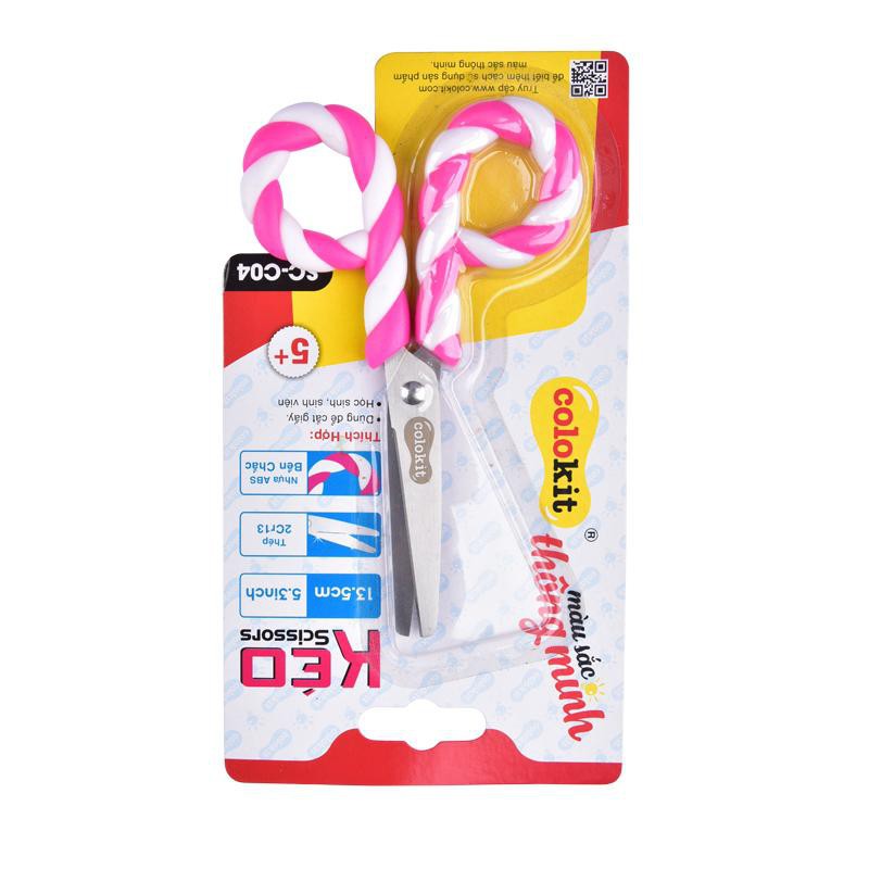 [HCM]Kéo thủ công Colokit - với cán cầm hình kẹo ngọt (vỉ 1 cây) cam kết hàng đúng mô tả chất lượng đảm bảo không chứa hóa chất độc hại an toàn cho trẻ em