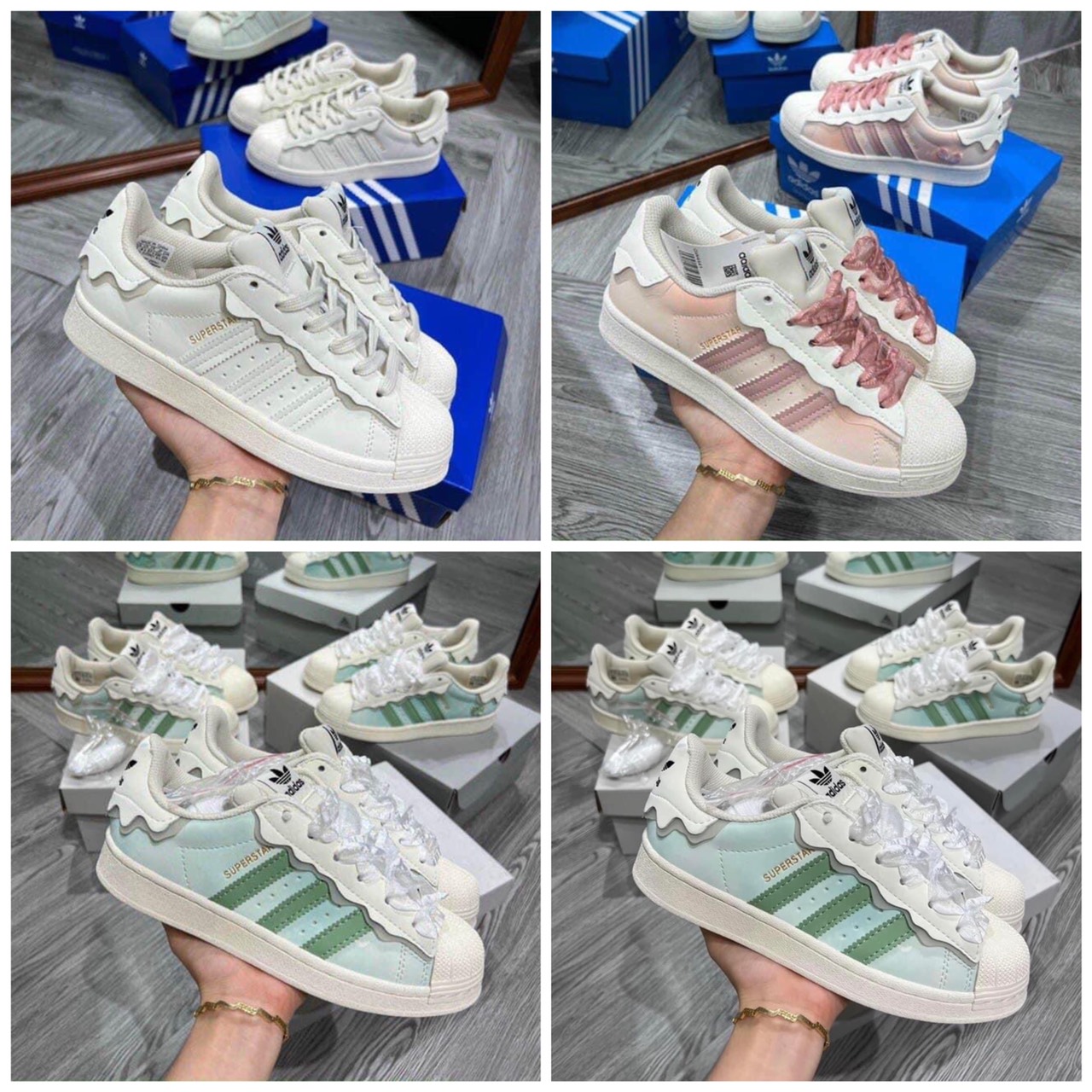 Giày thể thao add sò trắng, hồng hàng sc mẫu mới 2022, giày add spst cloud white, pink mũi sò bản