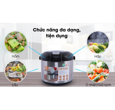NỒI Ủ NHIỆT TIỆN LỢI COMET CM7661B ( 5 LÍT ) Nồi Ủ Comet dung tích 5 ít đa năng . Làm nóng bằng công nghệ chống nhiệt chân không từ Nhật Bản an toàn nồi giữ nhiệt hiệu quả với thời gian dài 8 giờ với cả khả năng giữ nóng