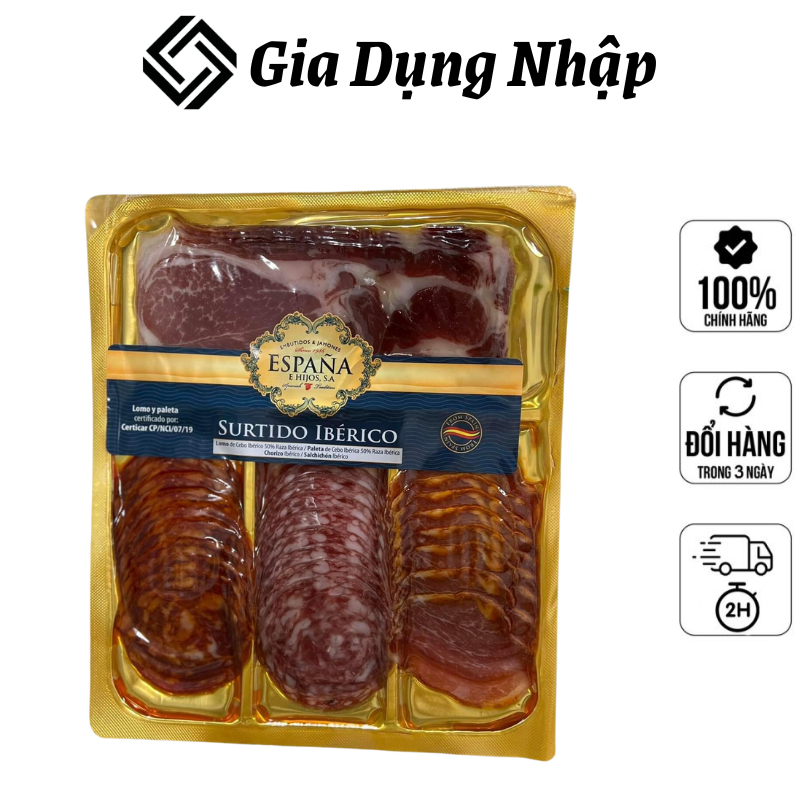 Set mix jamon & salami espana surtido 150g, xúc xích khô, làm từ thịt heo iberico, gồm 4 vị đặc biệt, nhập khẩu tây ban nha, hàng chính hãng