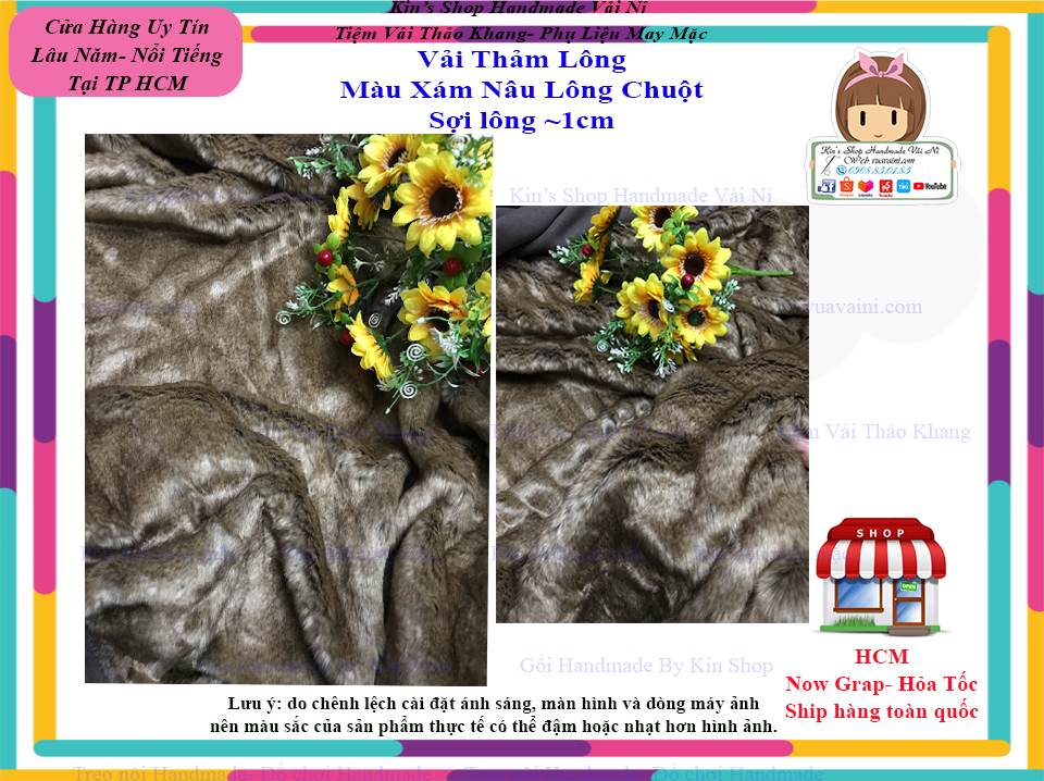 Vải Thảm Lông Dài Màu Nâu Lông Chuột| Vàng Nâu| Hồng Nude| Hồng Cam| Màu Xám chất lông mềm mượt, thảm chụp ảnh sản phẩm, Decor- Kin Shop Handmade