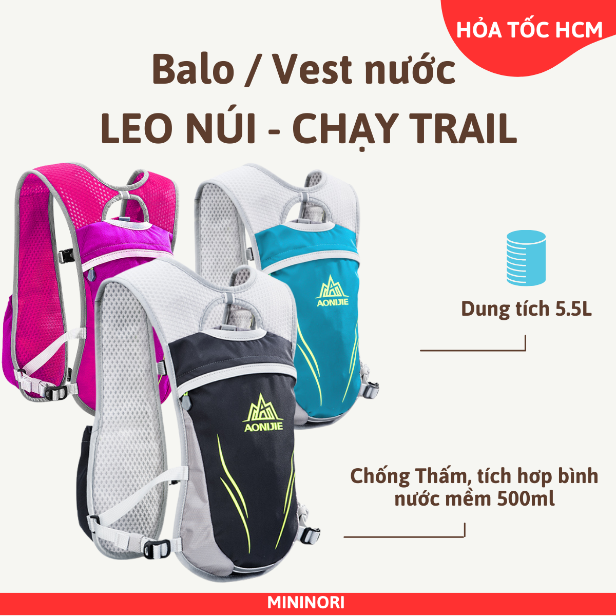 Balo/ vest nước chạy bộ thể thao aonijie e885, vest running, trail aonijie e885