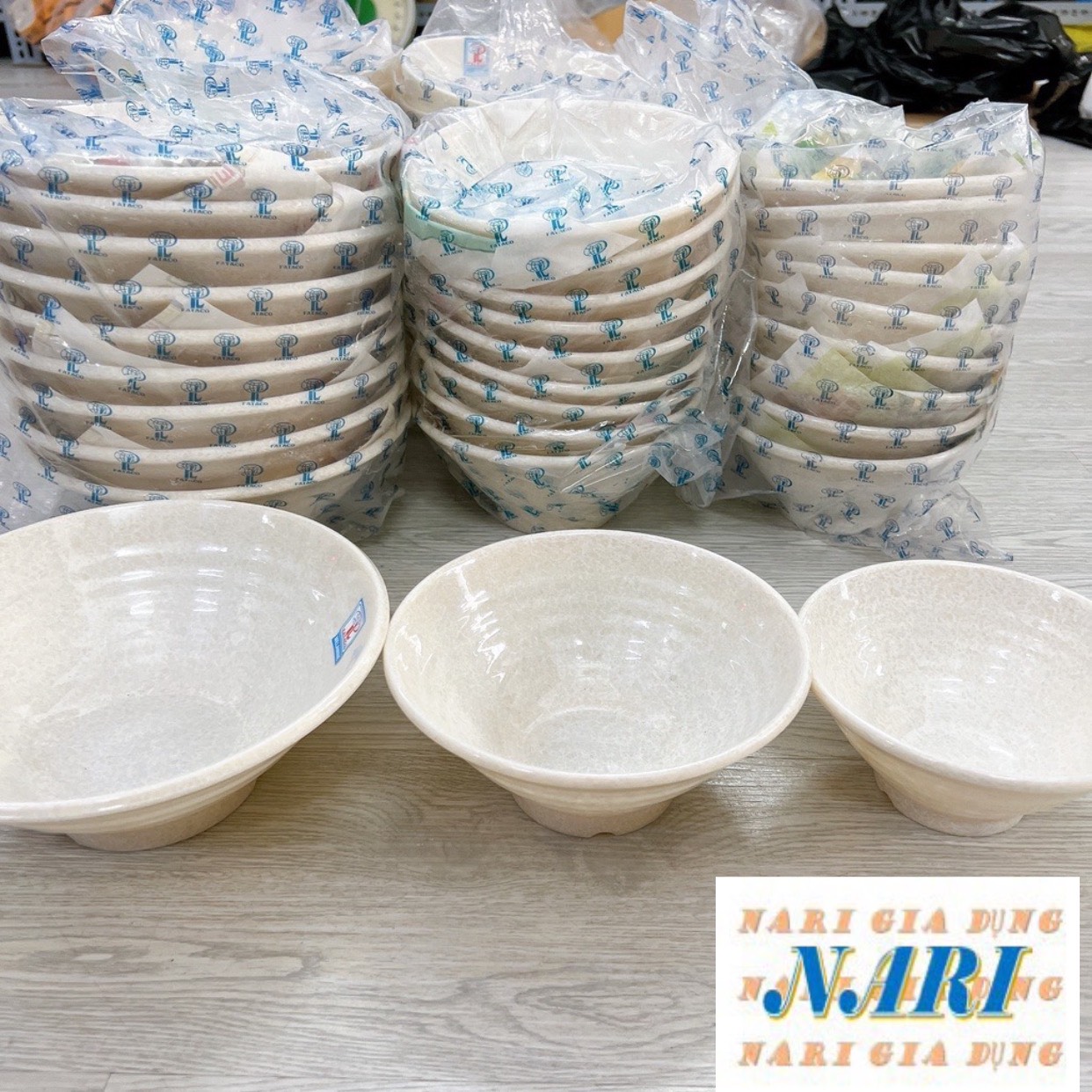 Chén Bát Tô Tam Giác Loe Vân Đá Trắng Nhựa Melamine Cao Cấp Fataco Việt Nam đủ size - gia dụng Nari