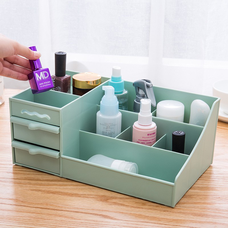 Kệ để son, kệ đựng mỹ phẩm nhựa 2 tầng-Kệ 2 ngăn kéo đựng đồ dùng cá nhân đựng đồ trang điểm-Kệ mỹ phẩm nhựa 2 ngăn kéo để đồ tiện dụng-Giá để son tiện lợi