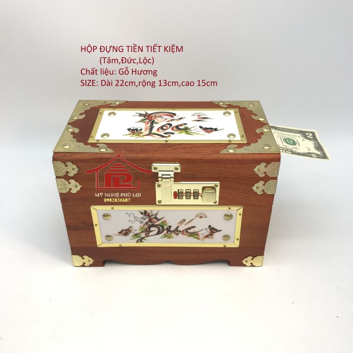 Hộp đựng tiền tiết kiệm chữ Tâm Đức Lộc