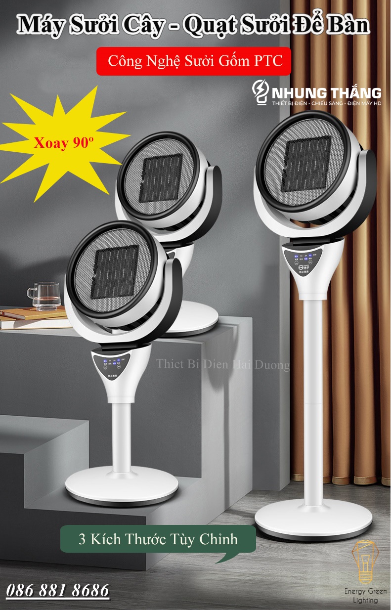 Máy sưởi cây nsb-200 quạt sưởi để bàn - công nghệ sưởi gốm ptc - làm nóng nhanh - có điều khiển từ xa - xoay 90 độ - bảo hành 1 năm - có video