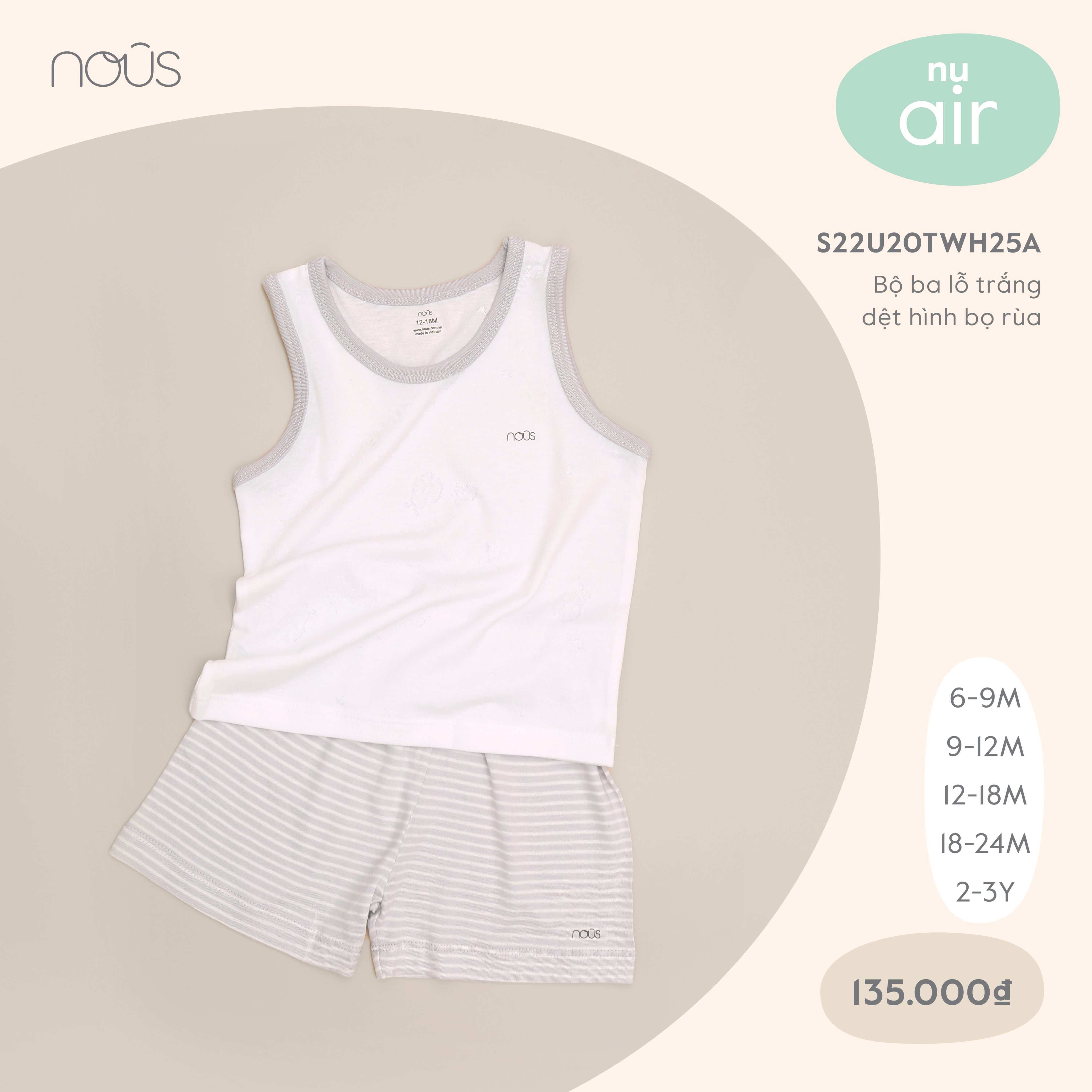 Bộ ba lô nous trắng dệt hình bọ rùa chất liệu nu air