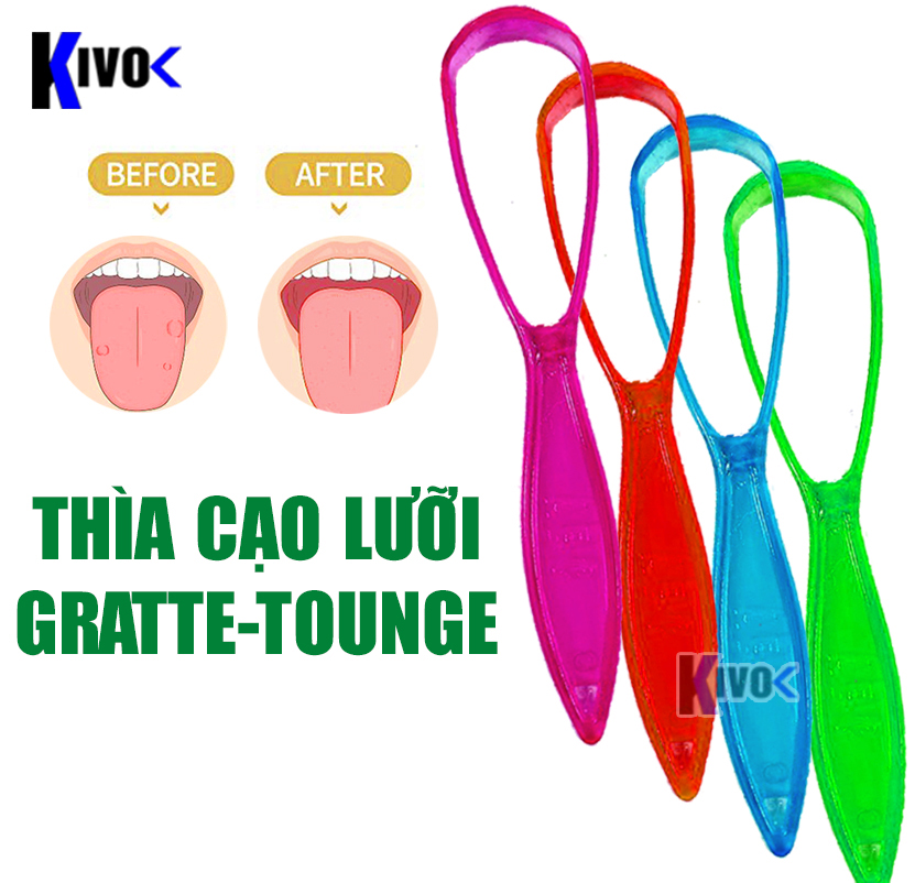 Cây Cạo Lưỡi / Dụng Cụ Nạo Lưỡi Làm Sạch Lưỡi Bằng Nhựa - Thìa Cạo Vệ Sinh Răng Miệng Mảng Bám- Cạo Lưỡi Nha Khoa, Thông Minh, Nhật/ Cây Làm Sạch Lưỡi Trị Hôi Miệng Gratte Tongue - Kivo