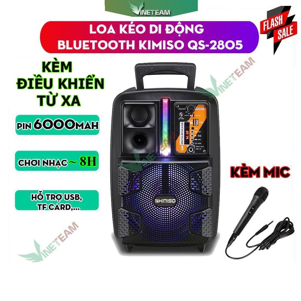 Loa Kéo Di Động Bluetooth Không Dây Kimiso Qs-2805 Kèm Micro Có Dây  Âm Thanh Chất Lương Cao Âm Bass Hay BẢO HÀNH 1 ĐỔI 1 TOÀN QUỐC