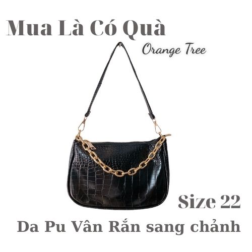 Túi kẹp nách vân rắn xích vàng - da pu cao cấp size 22 - t46