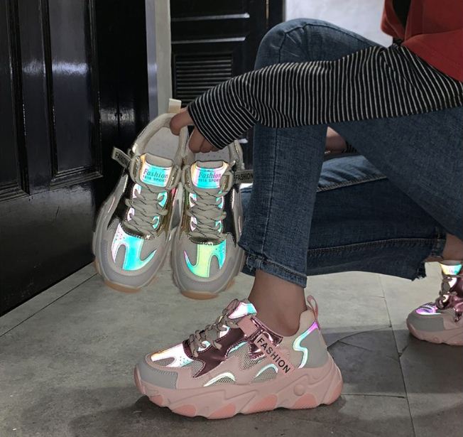Giày độn đế nữ sneaker phản quang đế cao lượn sóng siêu Hot GN01 (full hộp)