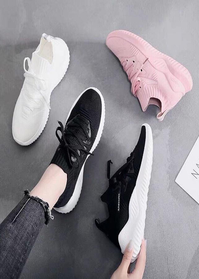 Giày thể thao, giày sneaker nữ thời trang cổ chun siêu mềm Hồng đẹp