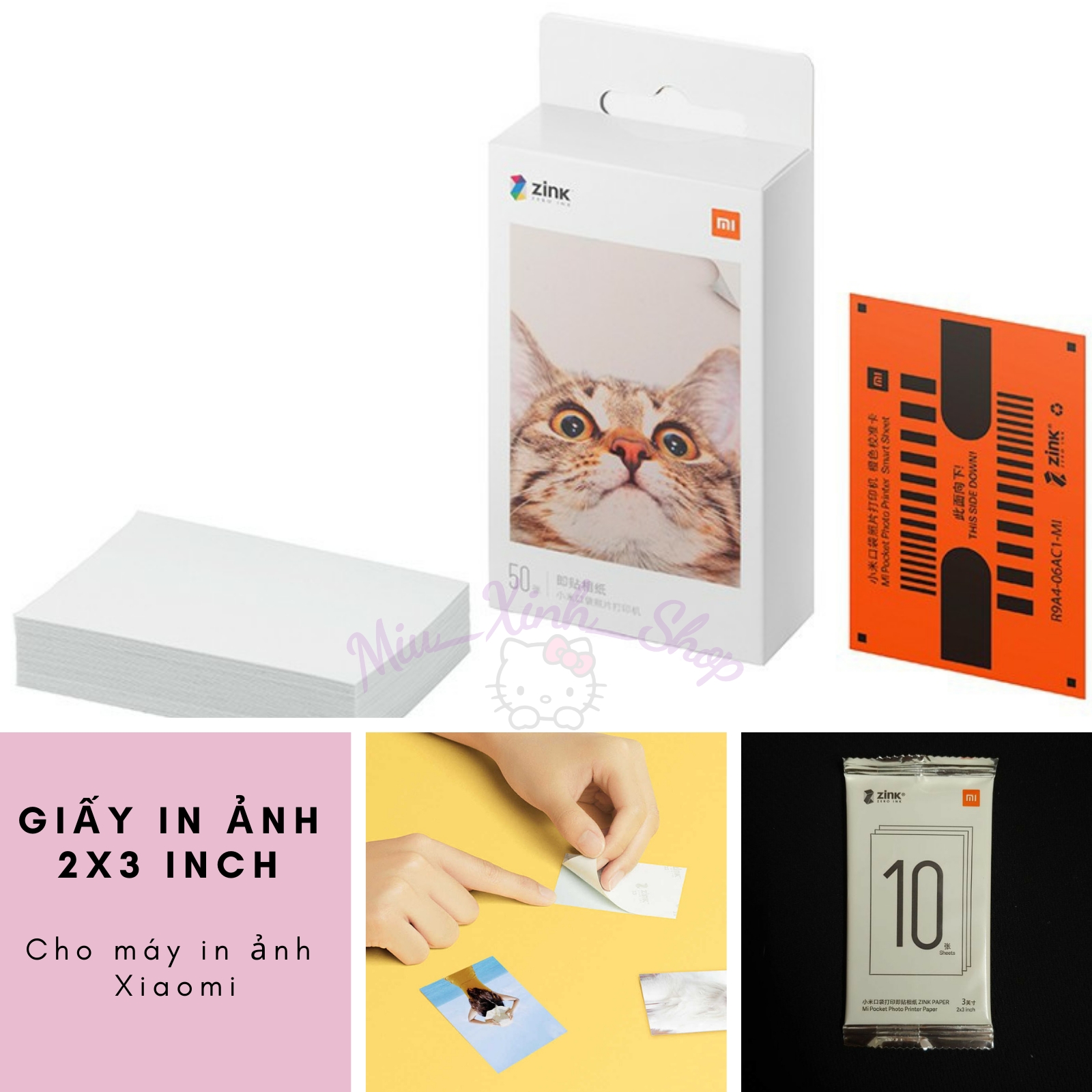 ❤Chính hãng Xiaomi❤ Giấy in ảnh ZINK kích cỡ 2x3 inch cho máy in ảnh Xiaomi, Canon PV-123, Huawei CV80