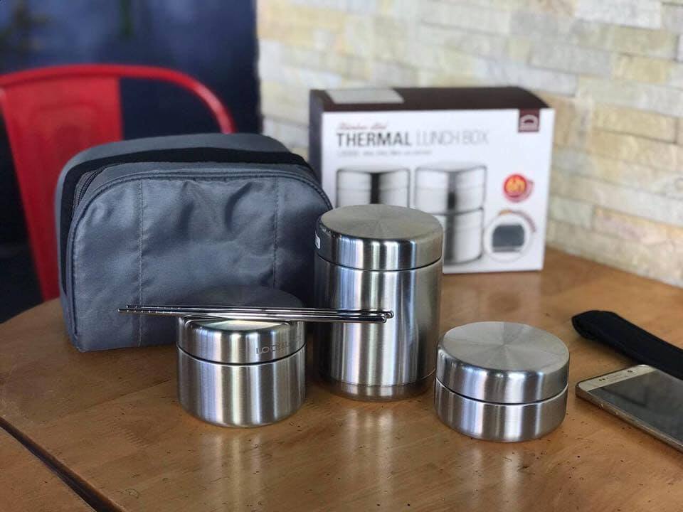 Hộp cơm giữ nhiệt inox 304 kèm đũa và túi giữ nhiệt Lock&Lock LHC8016