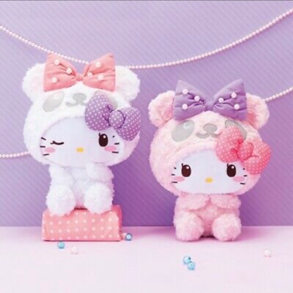 [FuRyu🇯🇵] Hello Kitty xù cosplay gấu trúc ngọc trai ( nhân tạo)  siêu xinh xắn - Panda Hello Kitty - Fluffy Pear Sanrio