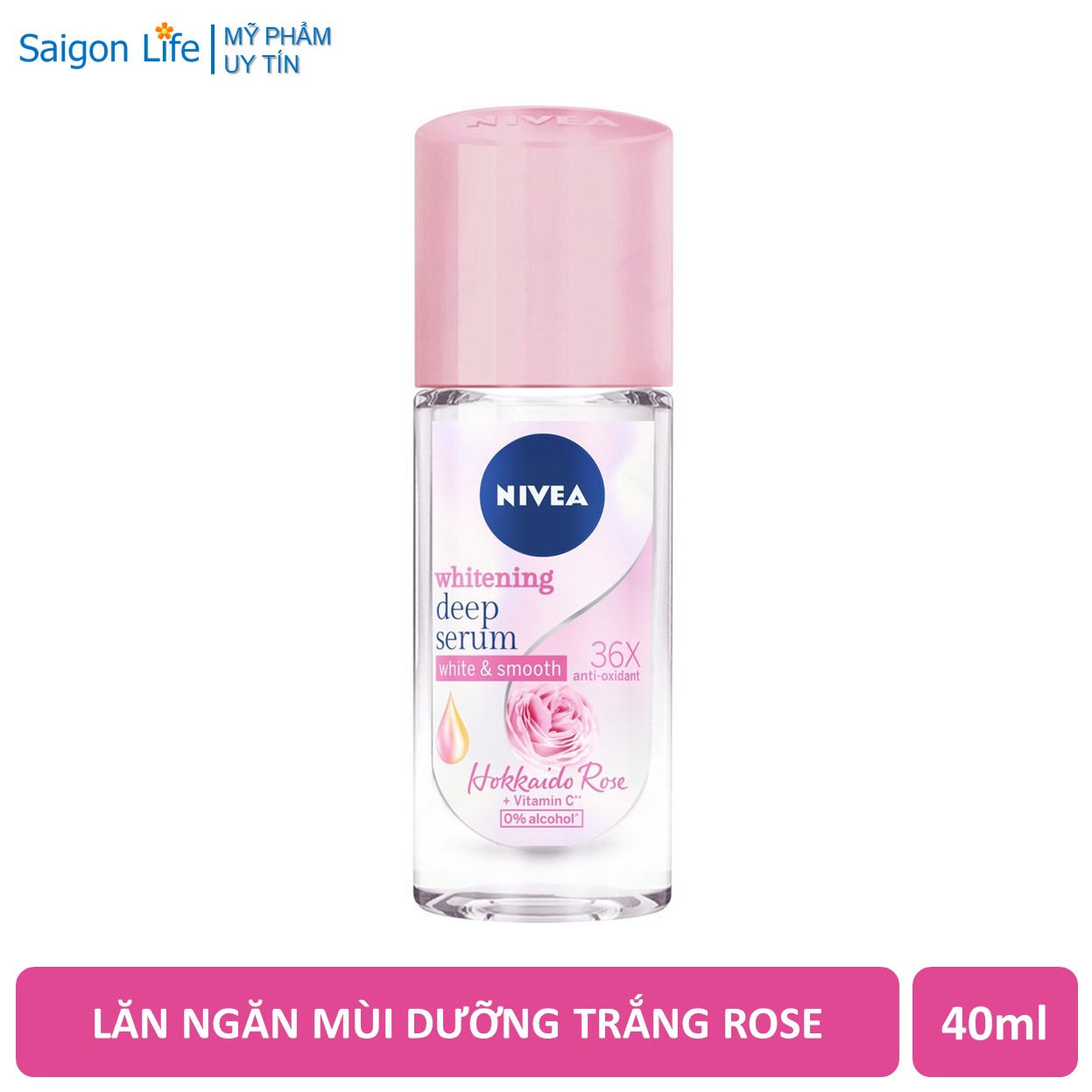 Lăn Ngăn Mùi Dưỡng Trắng Hương Hoa Hồng Hokkaido Nivea Whitening Deep Serum Hokkaido Rose 40ml
