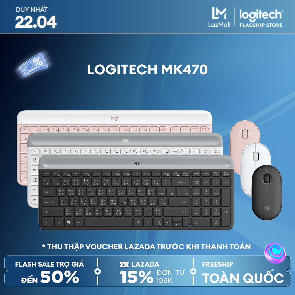 Logitech Mk470 Wireless Keyboard And Mouse Combo - Modern Compact Layout, Ultra Quiet, 2.4 Ghz Usb Receiver, Plug N' Play Connectivity, Compatible With Windows