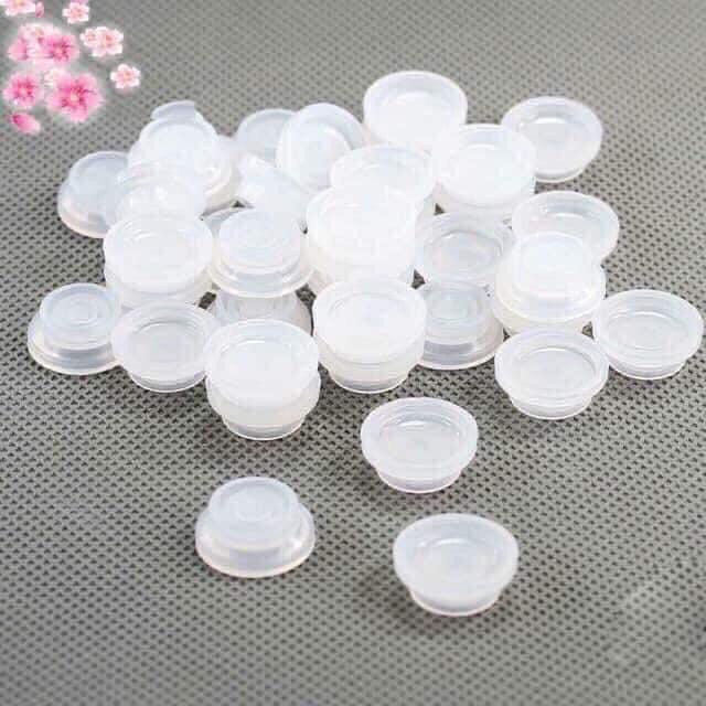 Nút để keo nối mi, nút đựng keo tạo fan nối mi 2 ngăn, nút hoa đựng keo nối mi tạo fan bịch 100 cái, dụng cụ nối mi, chuyên dụng làm mi giả.