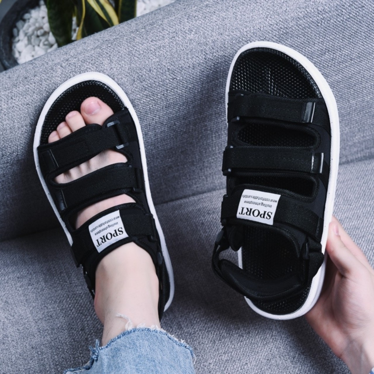 Dép Sandal 3 quai nam nữ phù hợp đi học, đi du lịch,...