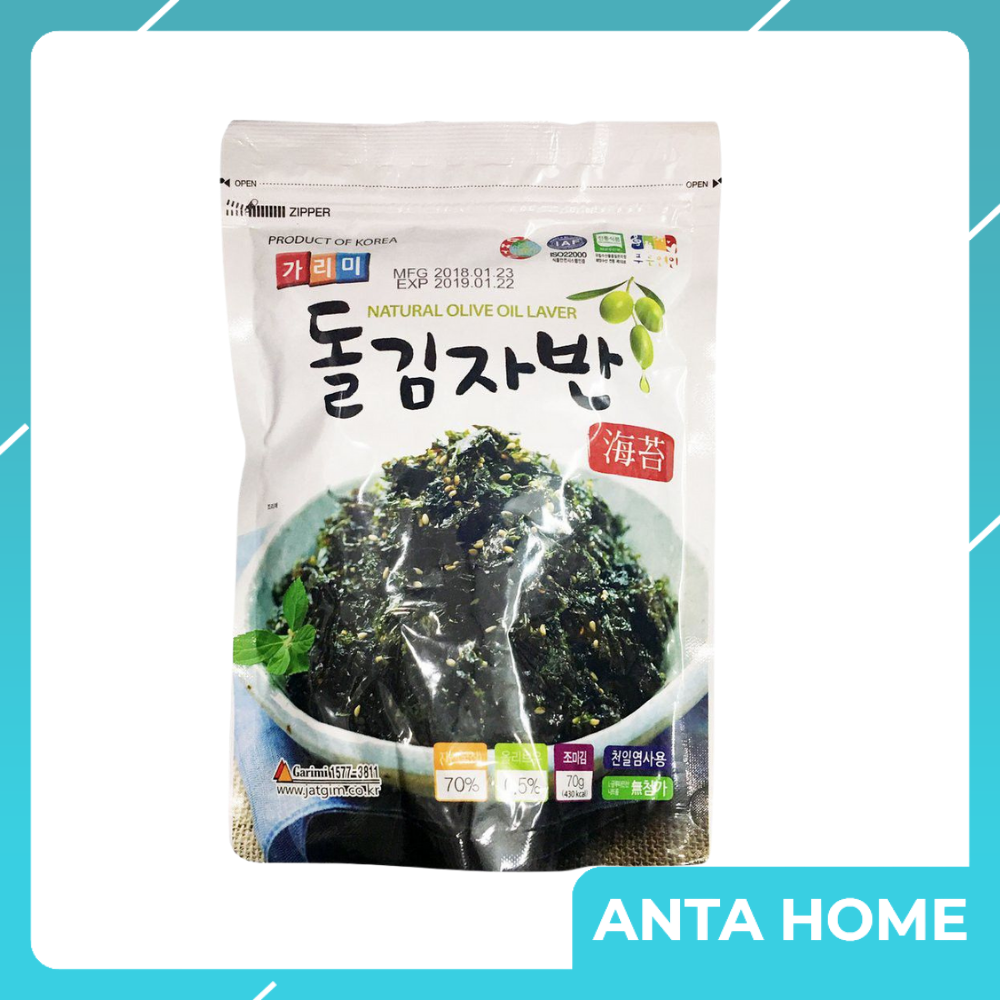 Rong biển trộn cơm ăn liền Hàn Quốc tẩm dầu oliu Garimi 70g - Anta Home