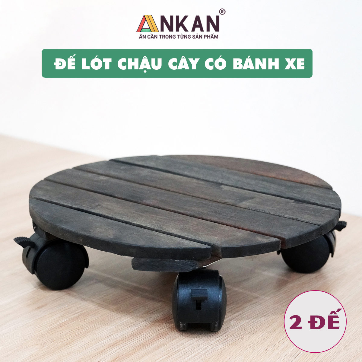 Đế Lót Chậu Cây Có Bánh Xe - Thích Hợp Trang Trí Cây Xanh Trong Nhà Và Tiện Lợi Quét Dọn Khi Cần Di Chuyển - Màu Đen - D30cm