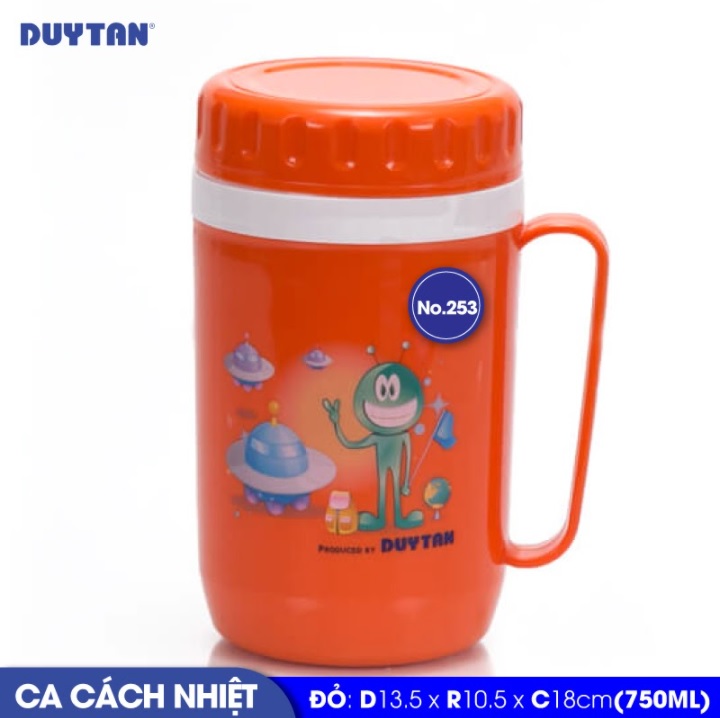 Ca cách nhiệt nhựa DUY TÂN 750ml (13.5 x 10.5 x 18 cm) - 31539 - Giao màu ngẫu nhiên