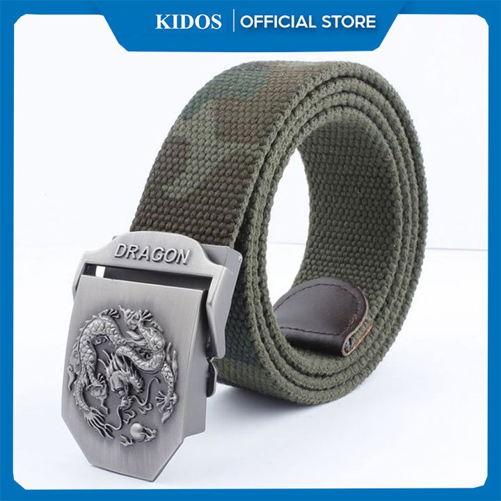 Thắt lưng vải dù lính mỹ, mặt DRAGON  chất liệu thép hợp kim không ghỉ sáng màu, dây lưng vải dù bền chắc dài 110cm -HÀNG NHẤP KHẨU