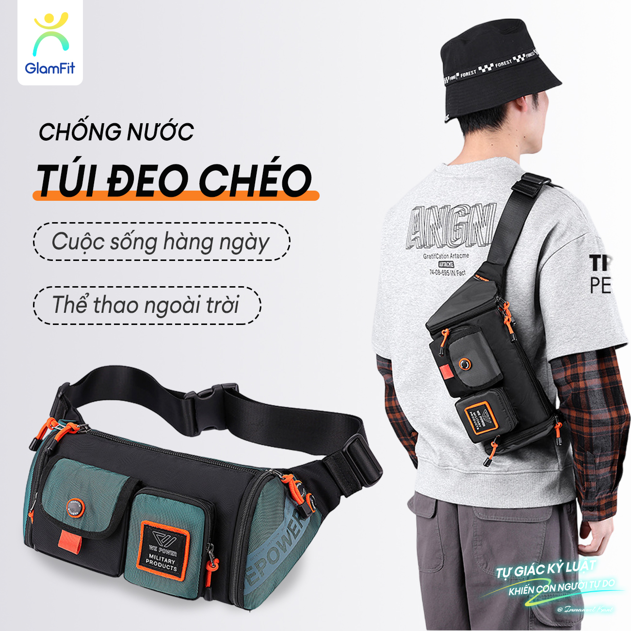 Túi Bao Tử Đeo Chéo đeo hông chống thấm nước Unisex nhiều ngăn thời trang