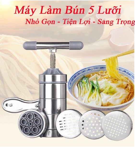 Máy Làm Bún Tươi USA - Siêu Tiết Kiệm Với 5 Đầu Inox, Làm Bún Tươi Tại Nhà Chất Liệu Inox Cao Cấp An Toàn Ít Bám Dầu Mỡ Đảm Bảo Vệ Sinh An Toàn Thực Phẩm