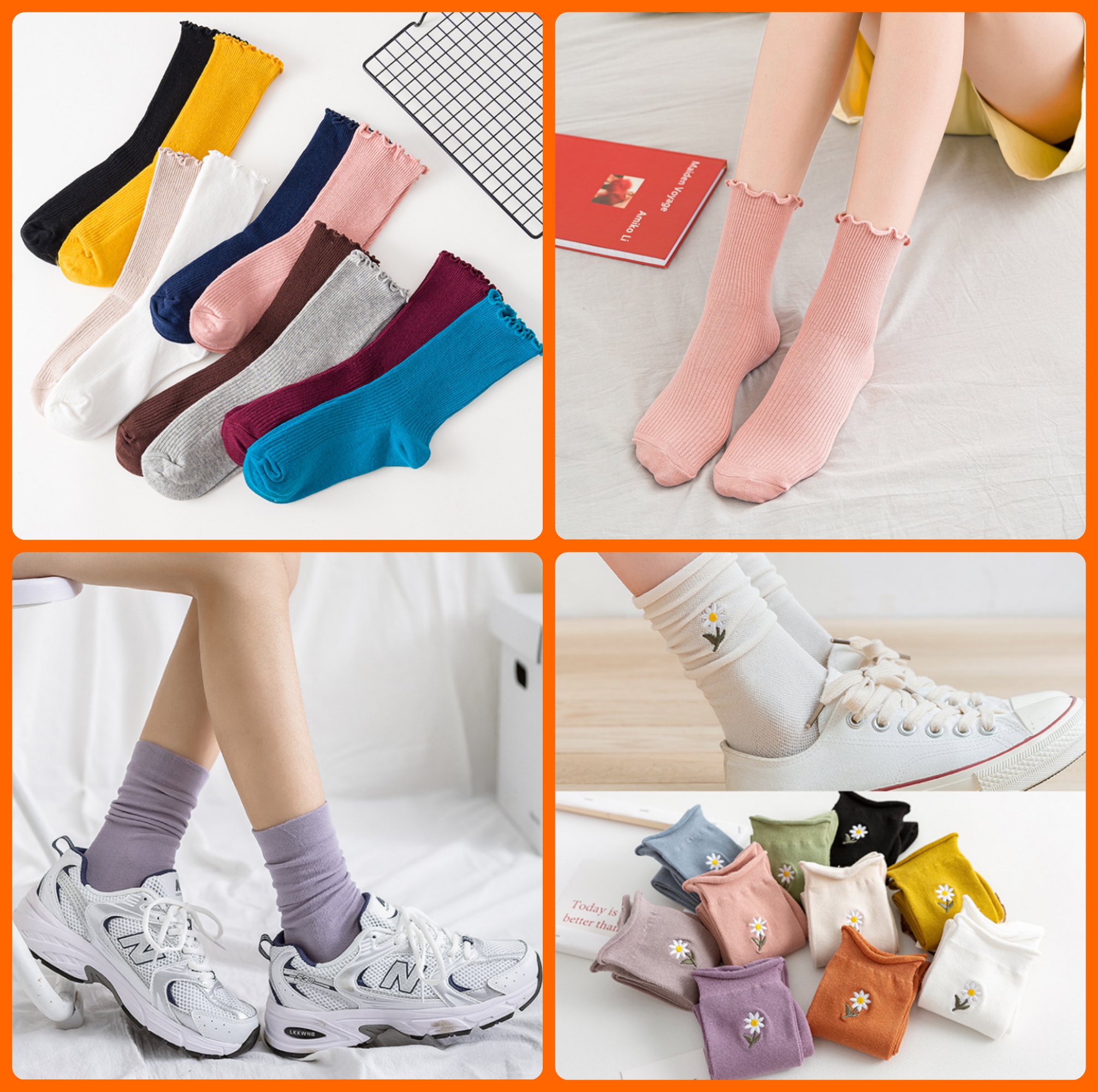 Tất cổ cao nhún, vớ cổ bèo nữ cách điệu xinh GIÁ RẺ màu vintage