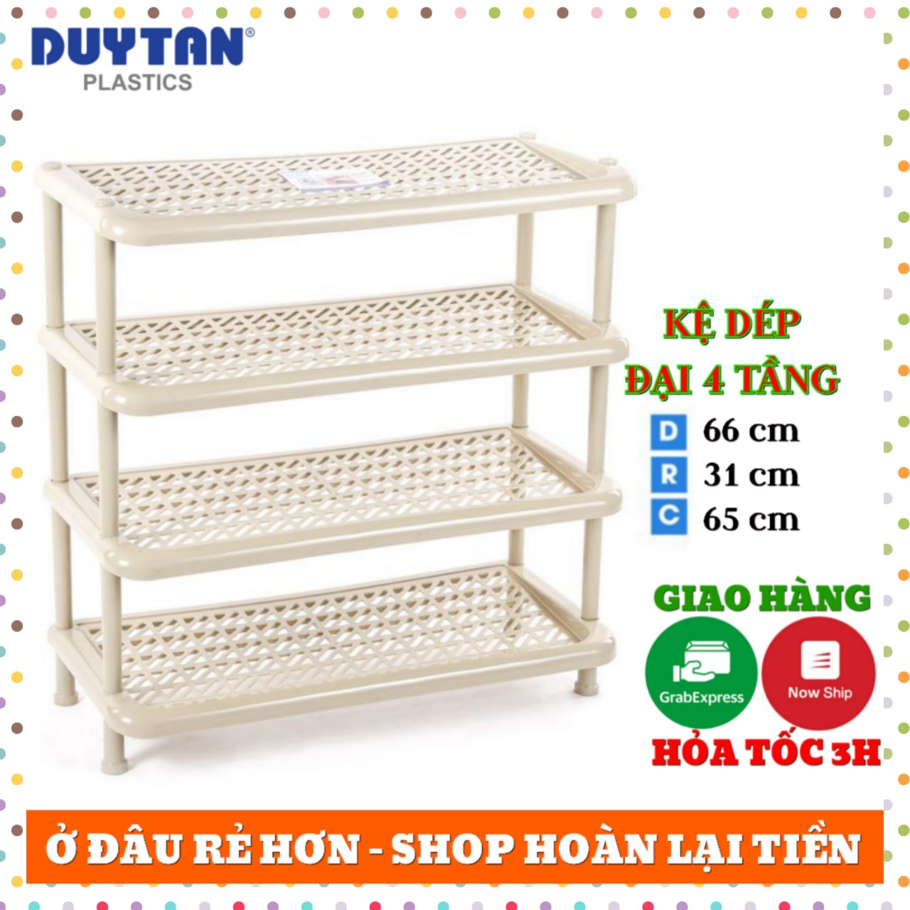 Kệ dép nhựa duy tân 4 Tầng Loại Đại (N66 x R30.5 x C65.5 cm)