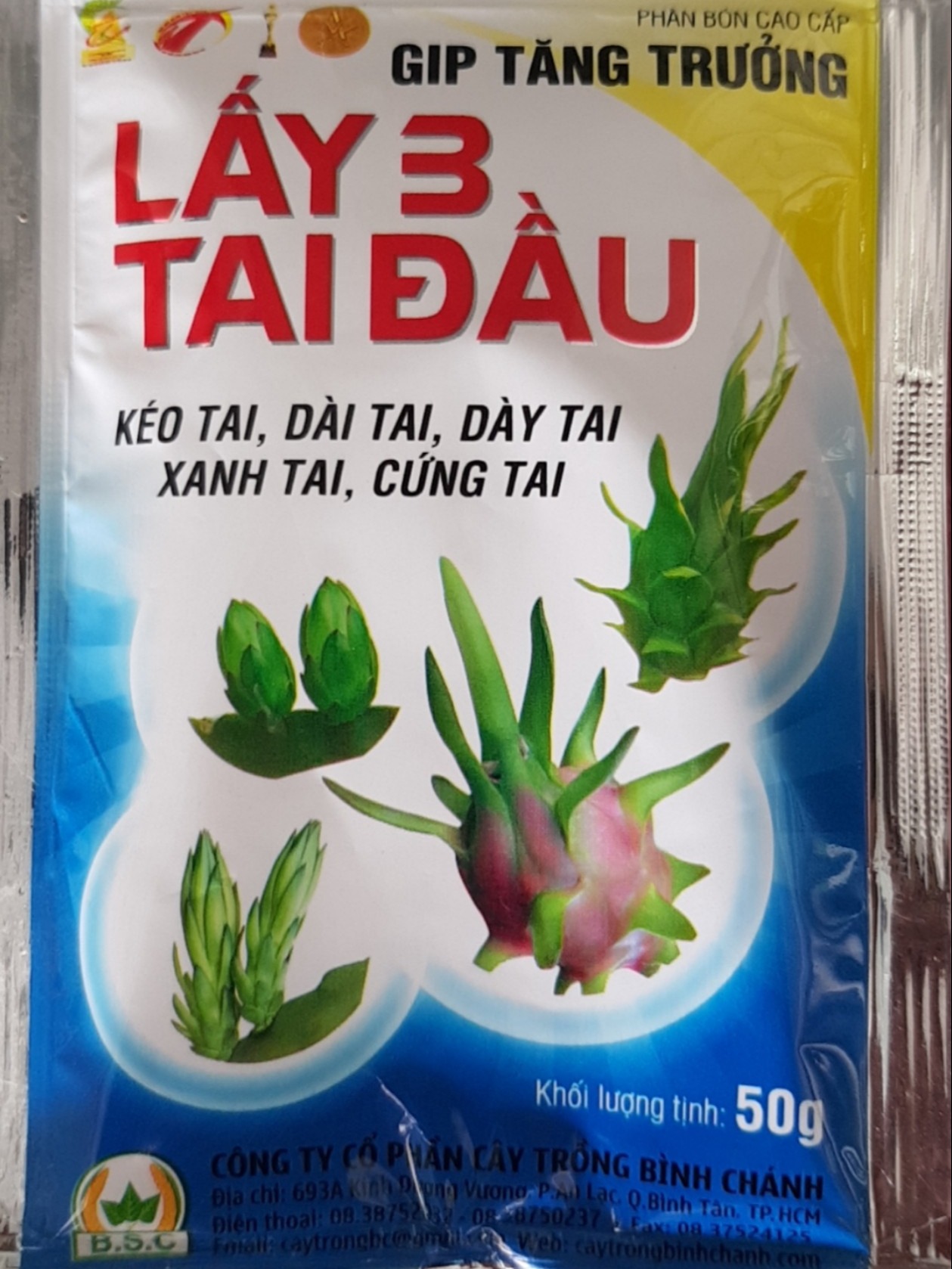 Phân bón lấy 3 tai đầu thanh long - vuốt tai thanh long siêu đẹp - gói 50g