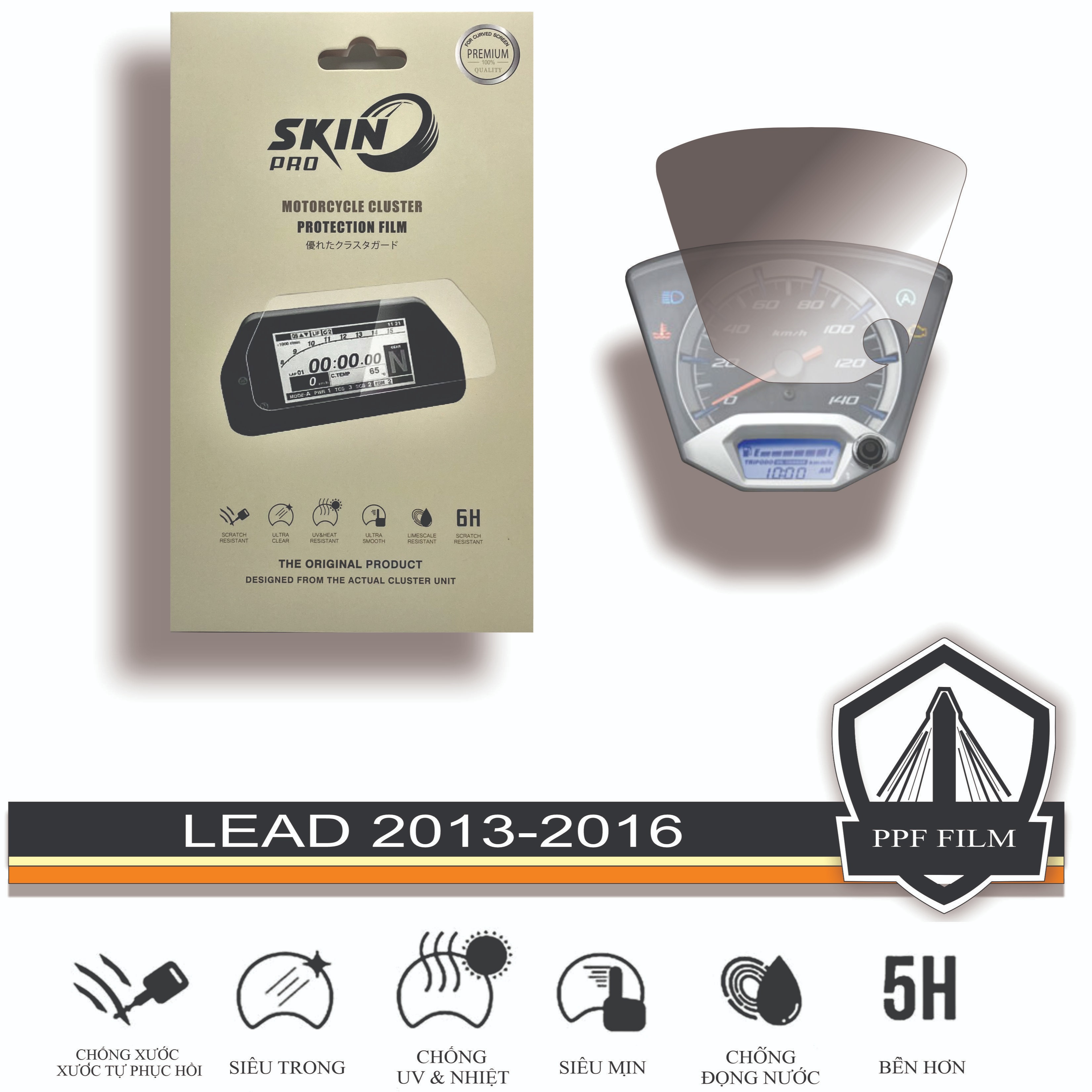 Miếng dán ppf bảo vệ mặt đồng hồ lead 2013 đến 2016 - honda lead
