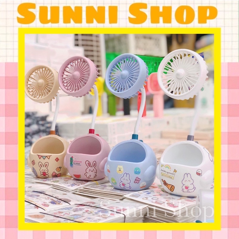 Quạt mini tích điện để bàn tiện lợi pin khoẻ , quạt mạnh hình thú dễ thương