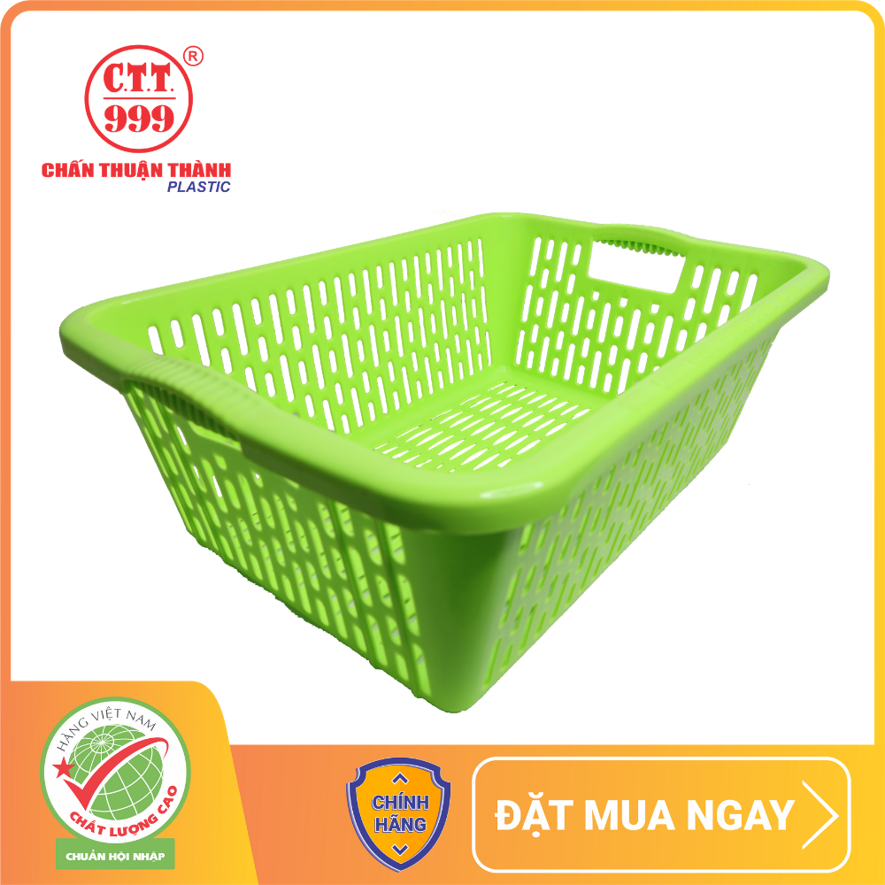Rổ nhựa chữ nhật có quai 58 x 42 x 20 cm Chấn Thuận Thành đựng đồ, đựng thực phẩm, rau củ, đa năng tiện dụng, hàng Việt Nam chất lượng cao (RCN59520-Q)