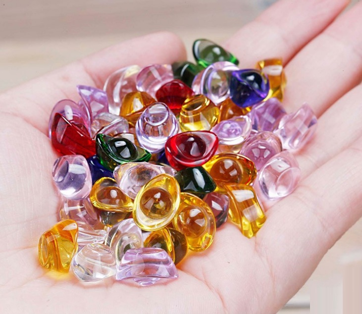Combo 10 Thỏi vàng nhiều màu ( NGŨ SẮC ) Thần Tài KIM NGUYÊN BẢO to cỡ 1.3 cm / viên - Thỏi vàng pha lê Phong Thủy Thần Tài May Mắn ( Mix Màu )
