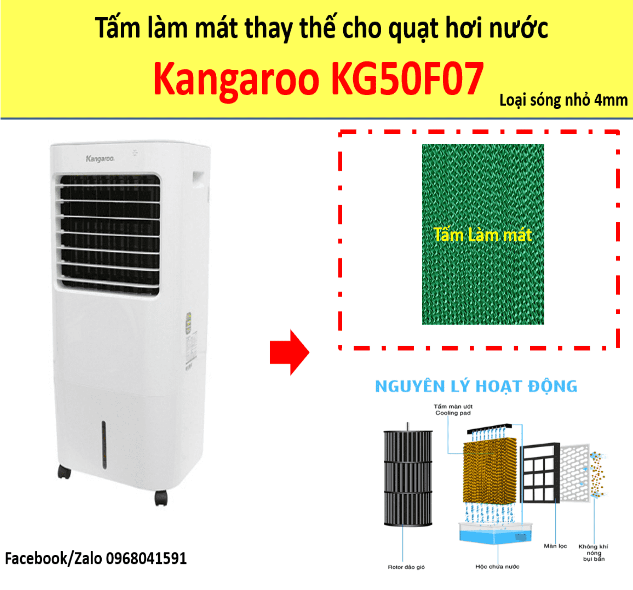 Tấm làm mát Cooling Pad cho quạt hơi nước Kangaroo KG50F07 (Loại tấm sóng nhỏ 4mm)